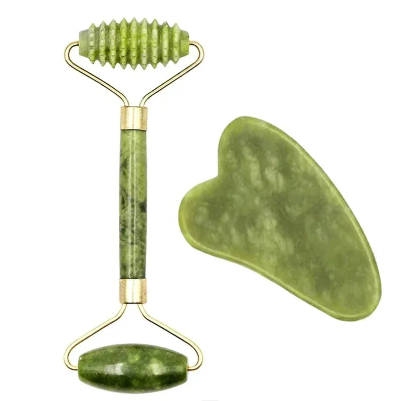 Jade Roller and Gua Sha Set | Natural Stone Facial Lifting Massage Tool Body Shaping Massage Equipment Tidesmit