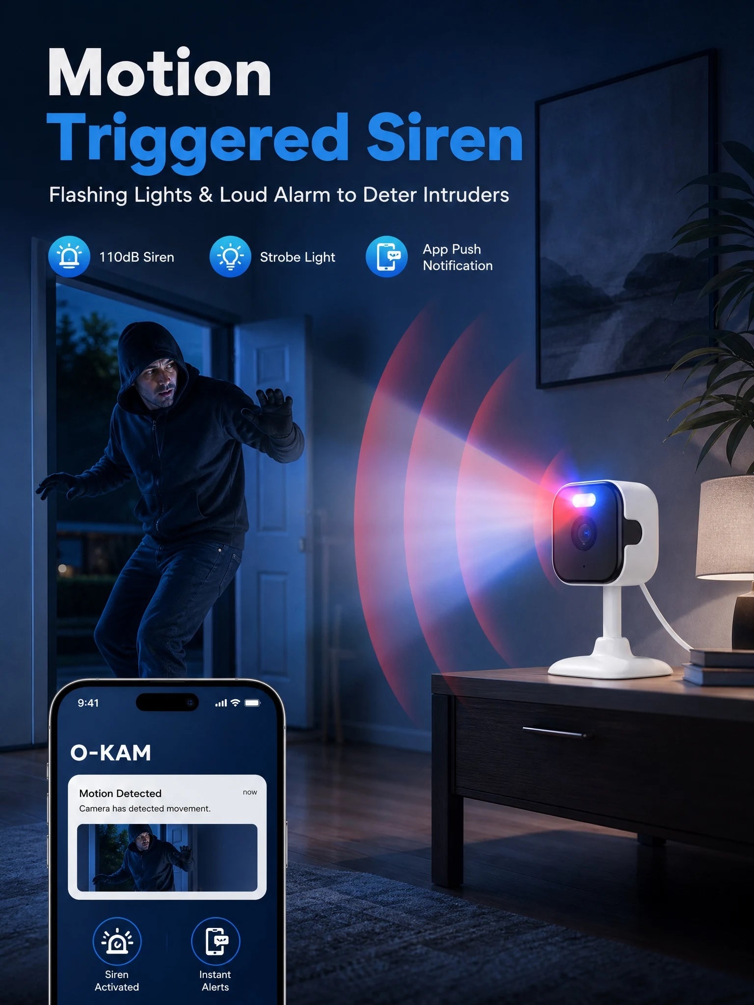 OKAM PRO APP Home Camera HD 5MP Mini WiFi Indoor Camera with Human Detection 5X ZOOM Baby Monitor 24/7 Video Record CCTV