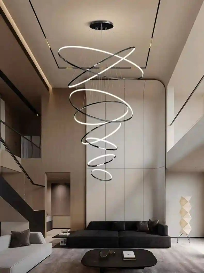 Modern LED Ring Pendant Light for Dining Room | Adjustable Black Finish Tidesmit