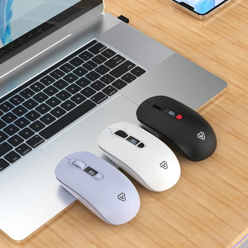 Wireless Mouse Bluetooth 2.4G With Smart Display Silent Portable Silent Click Mouse Rechargeable Office Computers Laptops 2026