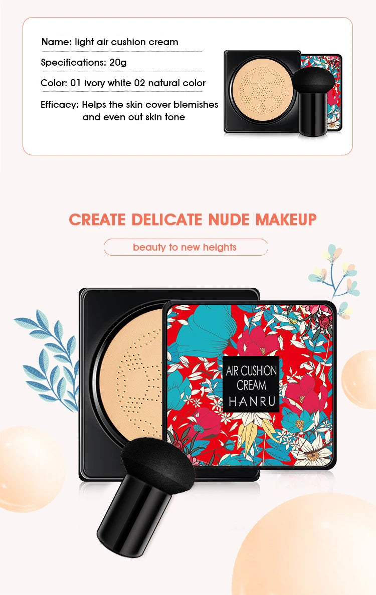 Tidesmit Mushroom Air Cushion BB cream texture close-up for nourishing face makeup and moisturizing coverage