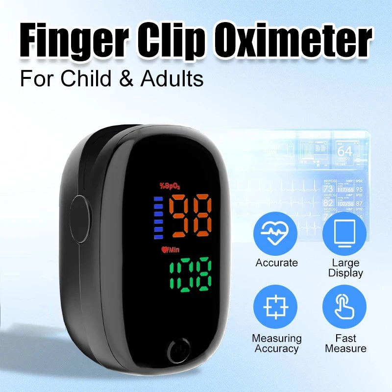 Finger Pulse Oximeter OLED Blood Oxygen Saturation Heart Rate Monitor Oxymeters Medical With Respiratory Digital Oximeter