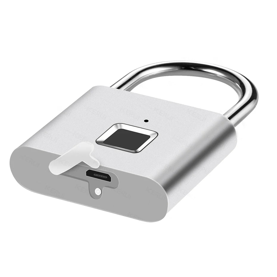 KERUI Fingerprint Lock Keyless USB Charging Smart Padlock Waterproof Door Lock 0.2sec Unlock Portable Anti-theft Padlock Zinc