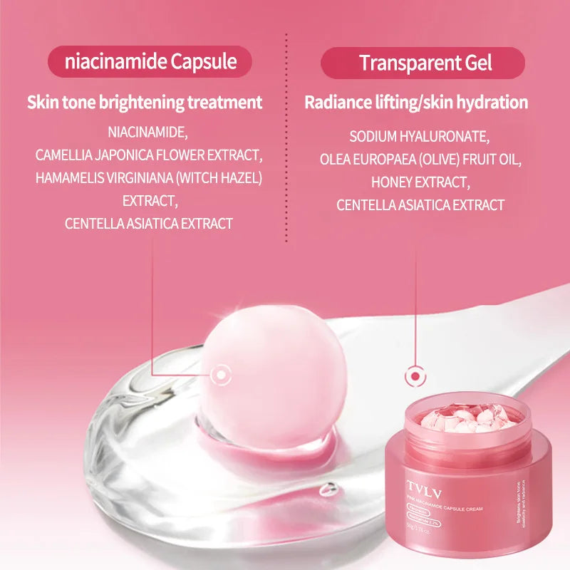 Pink Niacinamide Capsule Cream Moisturizing, Brightening, Delicate and Moisturizing Facial lotion Cream