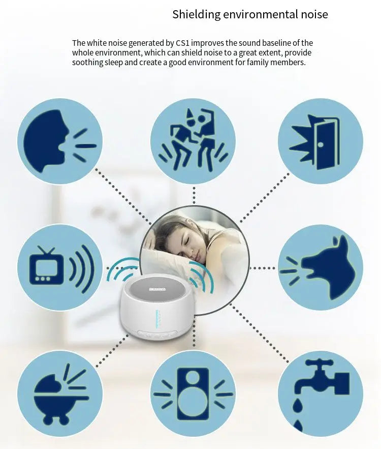 Portable Mini Smart Sleep Therapy Instrument Portable White Noise Machine 30 Sounds 36 Levels for Adult Baby and Household Use