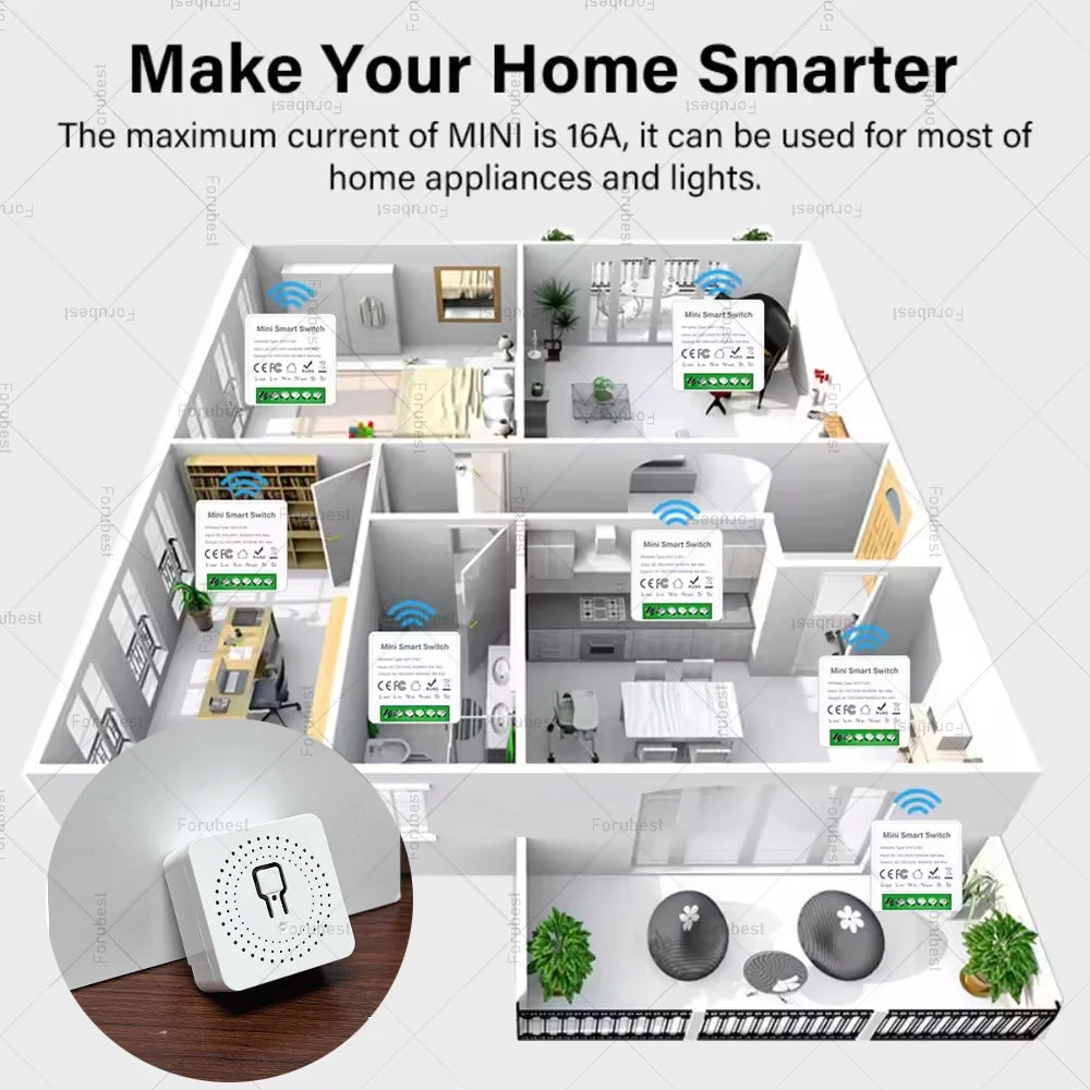 Zigbee Smart Switch Module 16A - App-Controlled Light Relay Tidesmit