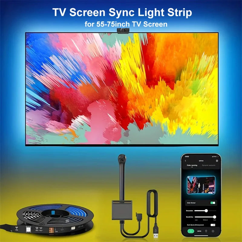 TV Led Backlight RGBIC LED Strip Lights with Camera Sensor App Control Music Sync Smart RGB Light for Gaming Atmosphere Lighting