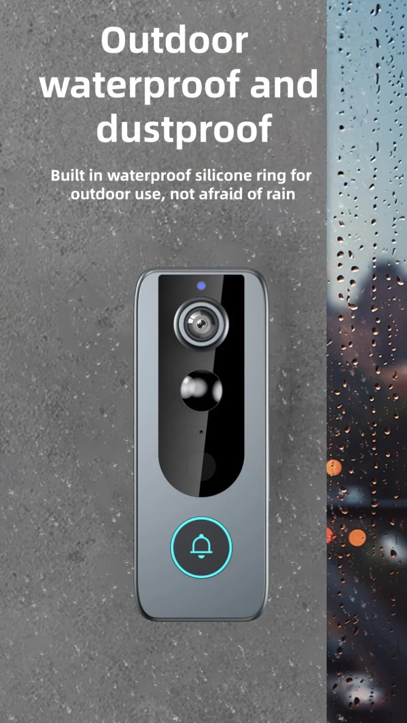 Tuya Doorbell with Solar Rain Cover Camera Wireless Video Doorbell Wifi PIR Human Body Sensing Outdoor Door Bell Video Intercom