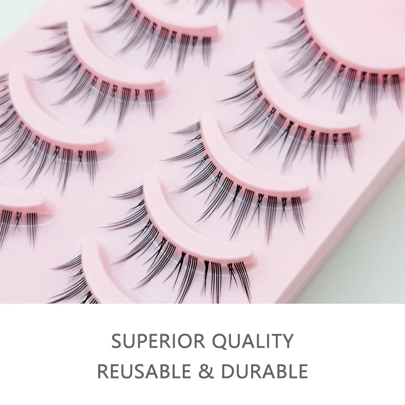 Anime Manga False Eyelashes - Natural Wispy Faux Lashes - 5 Pairs Set False Eyelashes Tidesmit