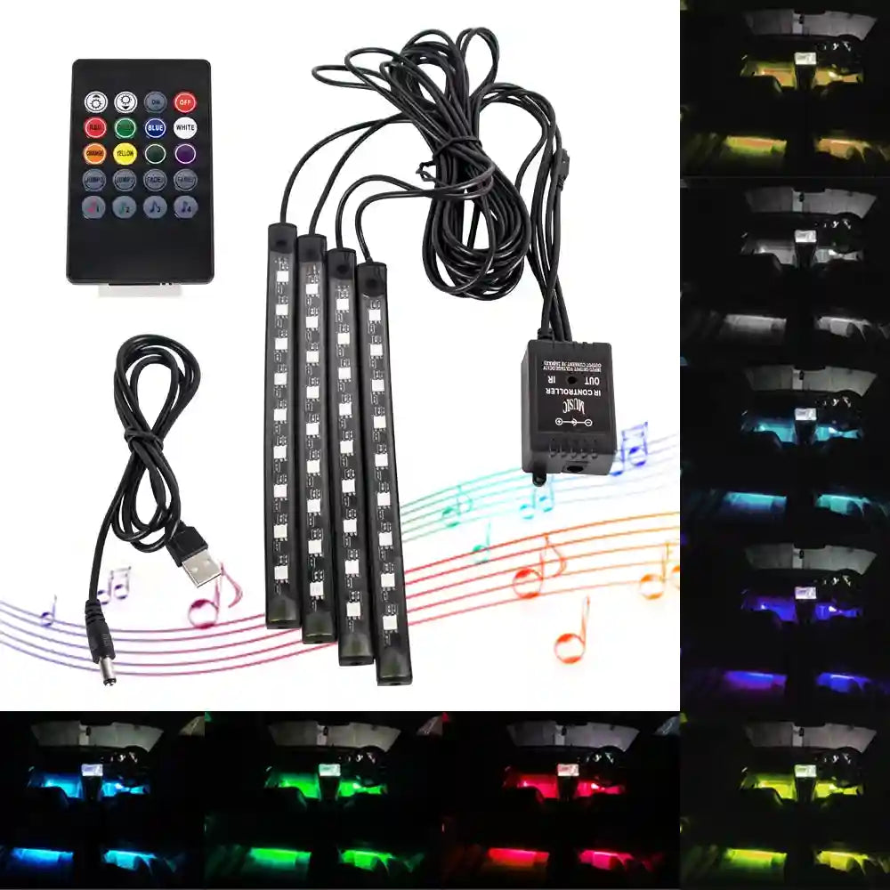 Tidesmit Car Interior LED Ambient Lights - App Controlled RGB USB Lighting Tidesmit