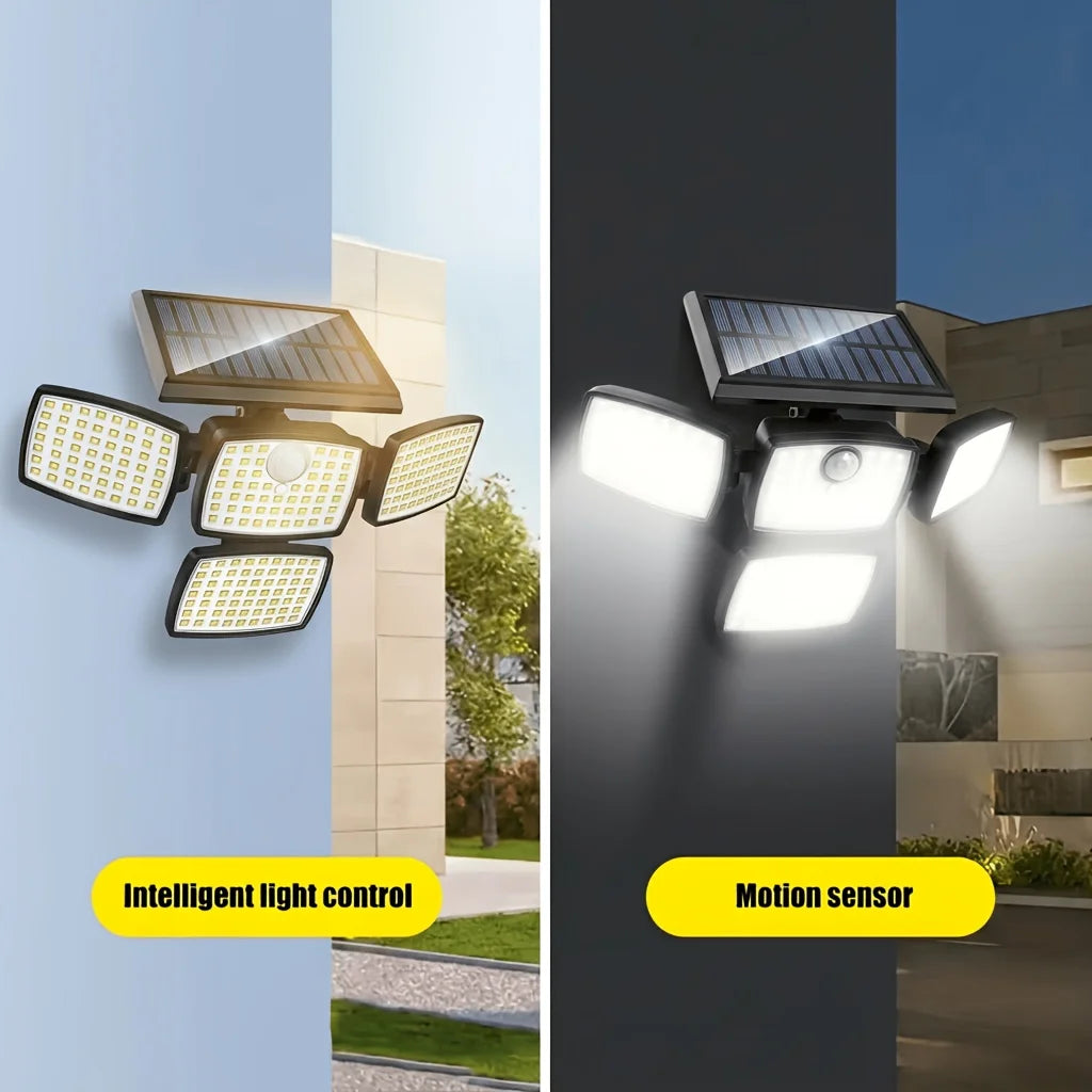 1/2-pack 218LEDs Solar Outdoor Lights with Motion Sensor, Solar Powered Security Lamp with Remote, 3 Lighting Modes, IP65 Waterproof for Backyard Yard Garden Driveway