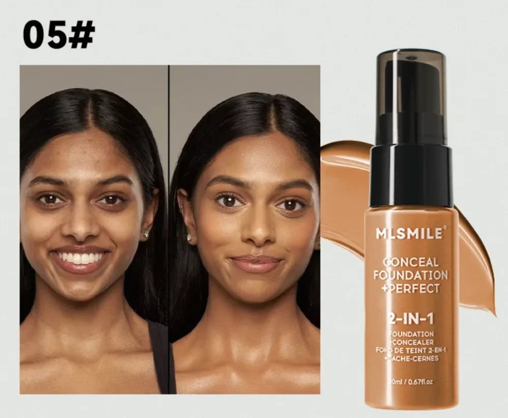 Tidesmit matte liquid foundation and oil control concealer for long-lasting natural face base makeup swatch