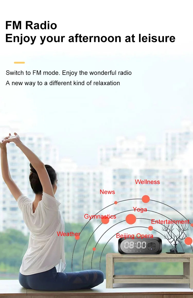 Alarm Clock Portable Bluetooth Speaker Radio FM Subwoofer Wireless Sound Box Music Mini Woofers Caixa De Som Coluna Lamp Bocina