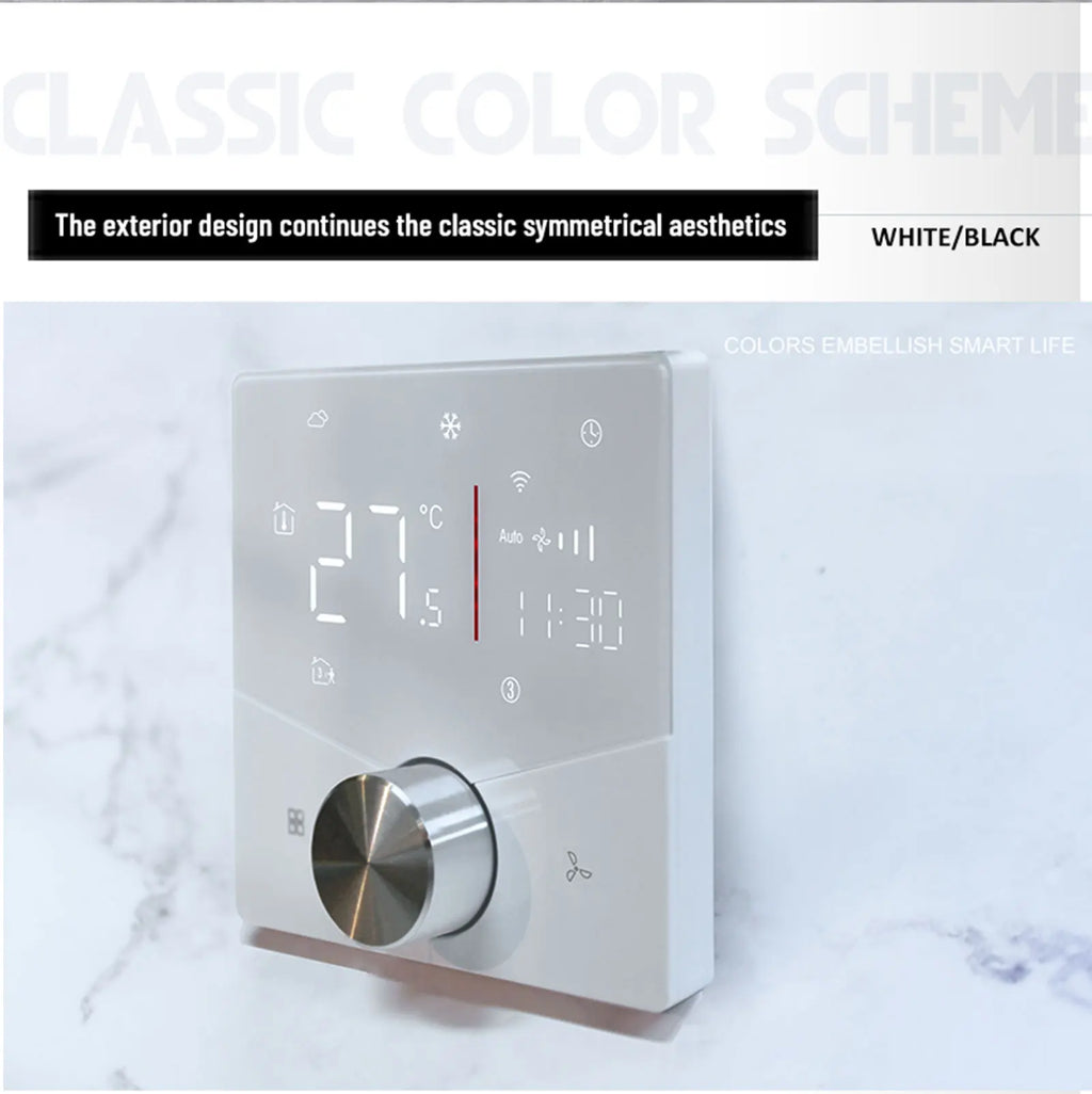 2/4 pipe wifi thermostat central air conditioning 3-speed fan coil rotating temperature adjustment voice TUYA  Alexa 24V