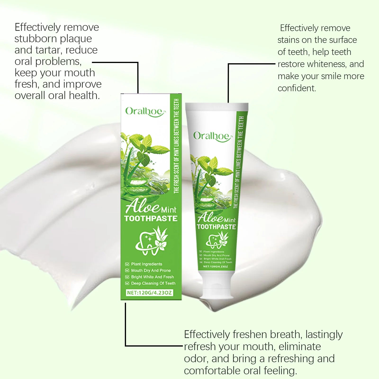 Tidesmit Aloe Vera Mint teeth whitening toothpaste for stain removal and gum health.