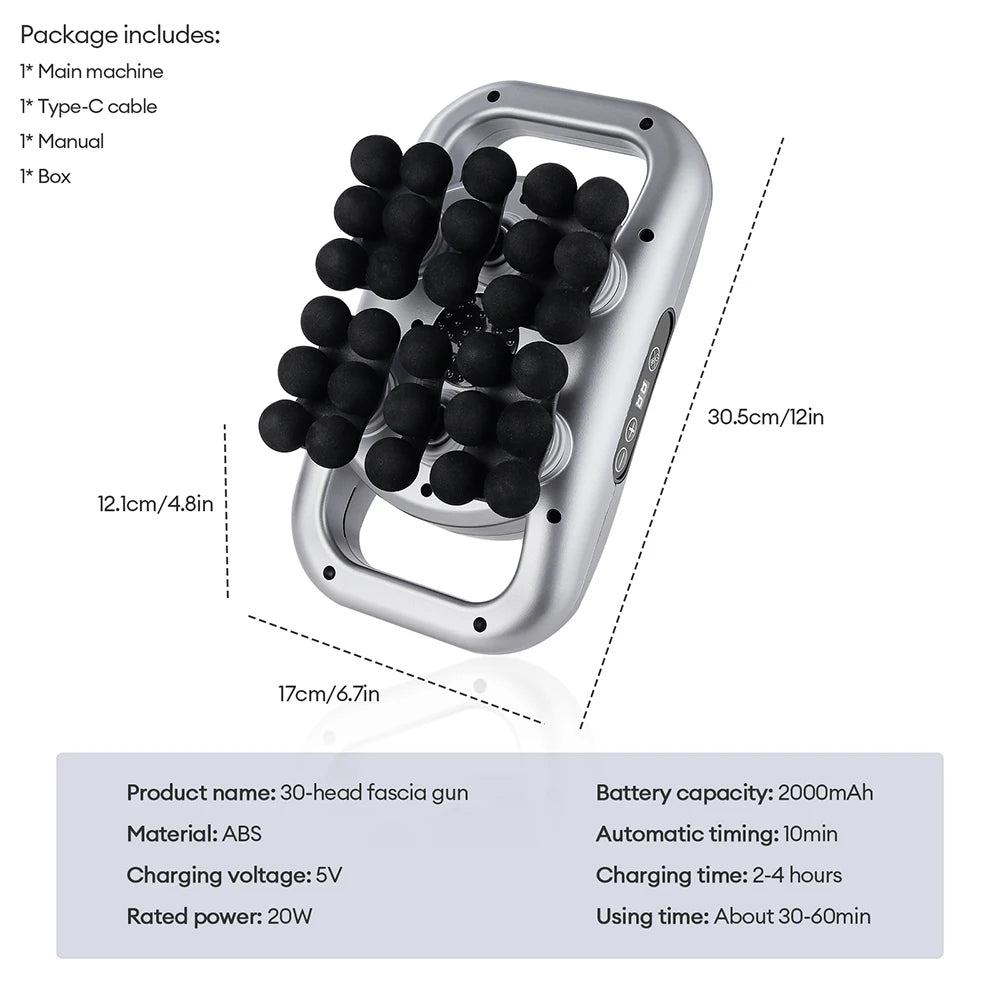 Deep Tissue Massage Gun 30-Head Muscle Relief Device - Tidesmit Body Shaping Massage Equipment Tidesmit
