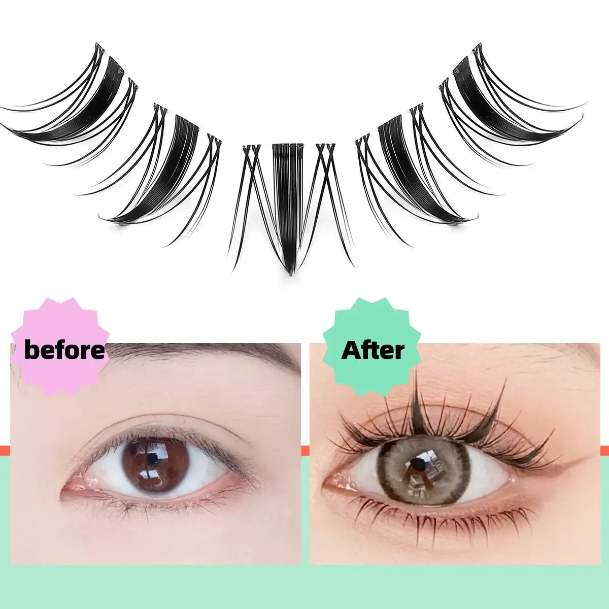 IGUIONSS Segmented False Eyelash Extension DIY Natural Individual Lash Makeup Tools Soft Easy to Operate Eyelashes False Eyelashes Tidesmit