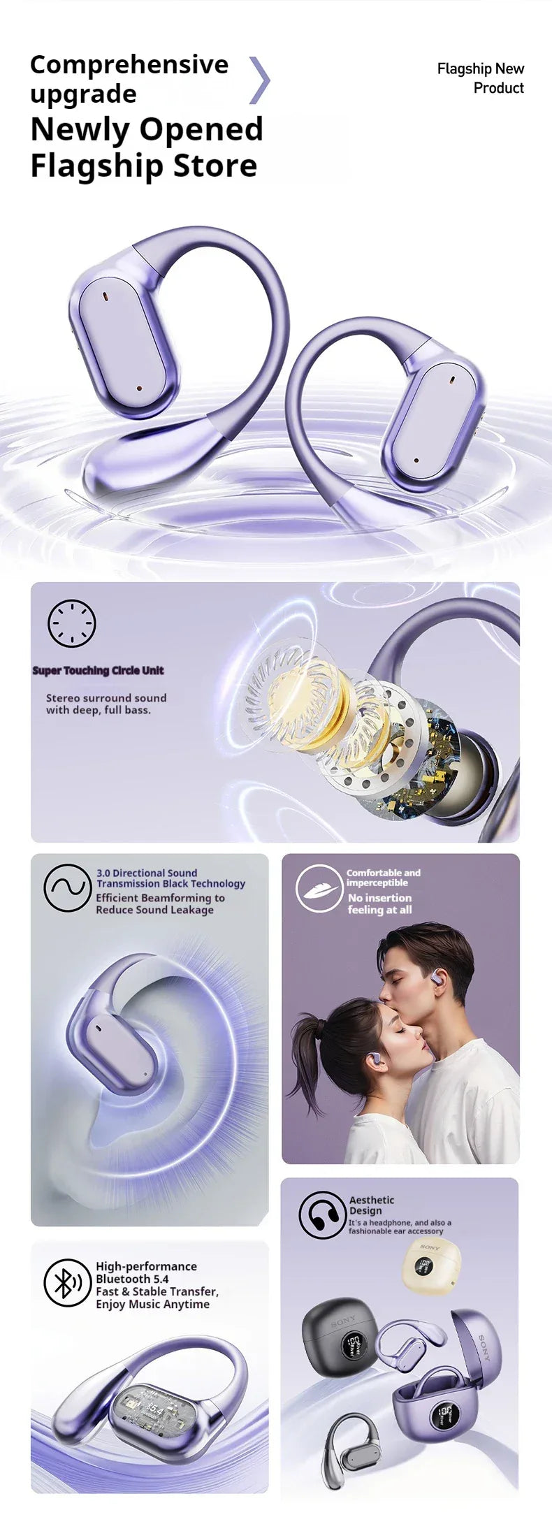 Wireless Ear Hook Headphones Bluetooth 5.4 Sport Tidesmit Tidesmit