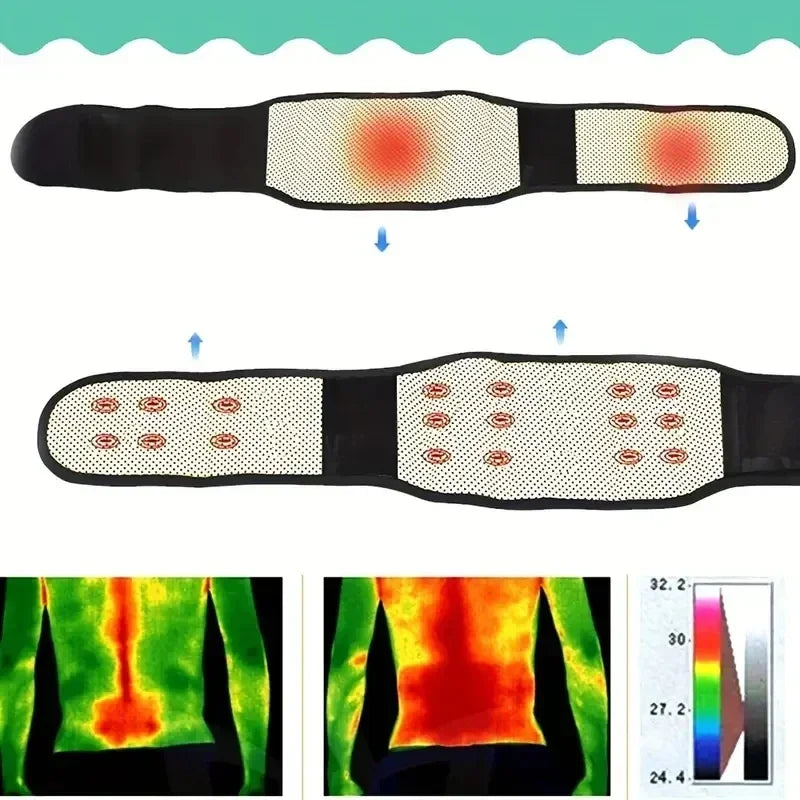 Back Massage Belt with 20 Magnets - Adjustable Waist Support (Black) Back Massage Instrument Tidesmit