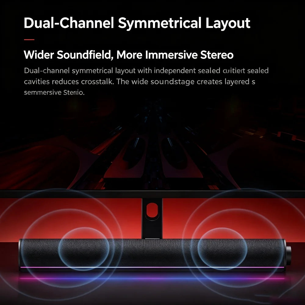 Redmi Computer Speaker Four-Unit Two-Channel Stereo RGB Ambient Light Bluetooth 5.0 Built-in Microphone Knob Control CN Version