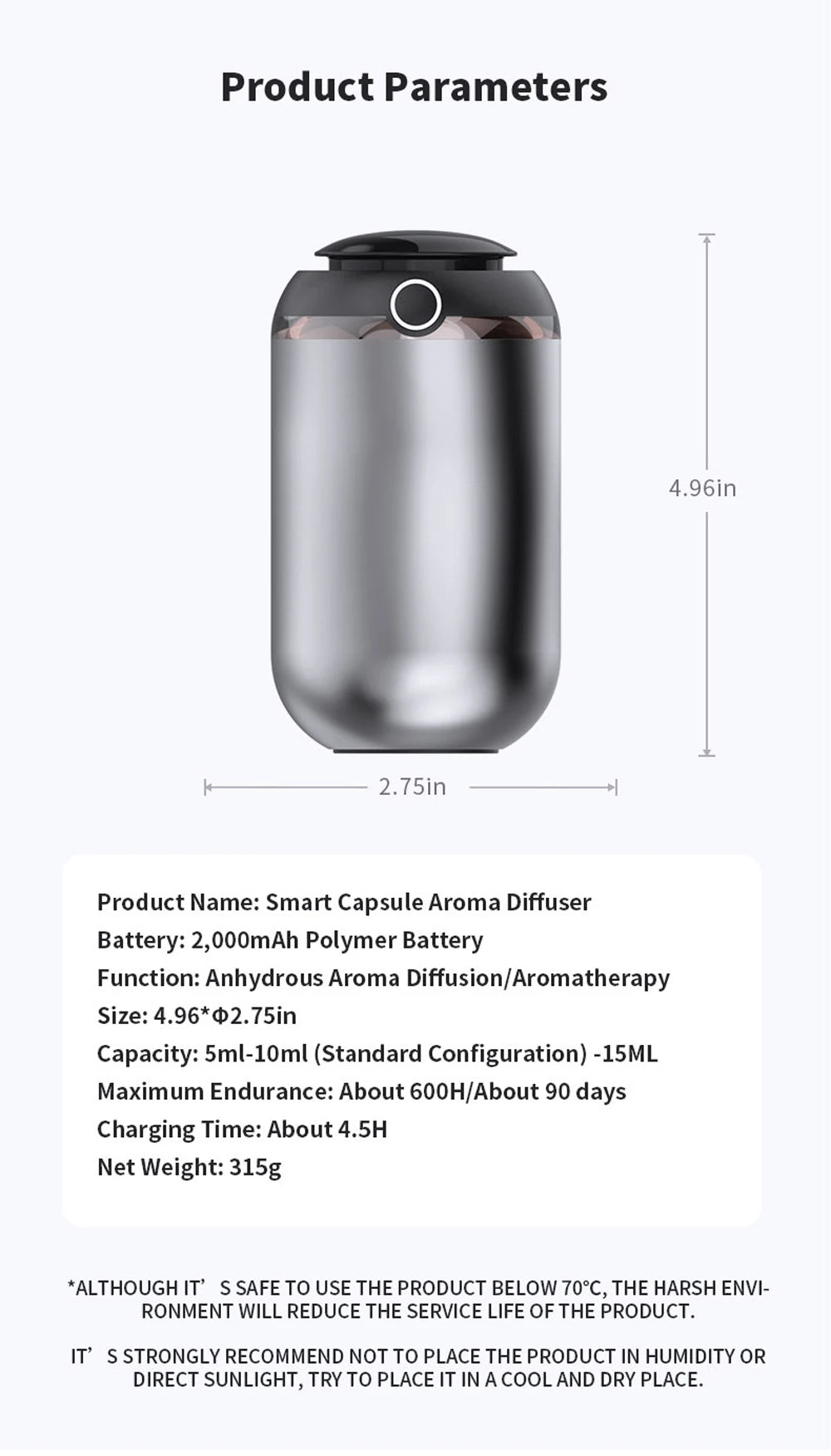 Car Diffuser Waterless Essential Oil Aroma Diffuser Rechargeable Dual-Mist Tech Smart Start/Stop For Home/Vehicle Air Freshener