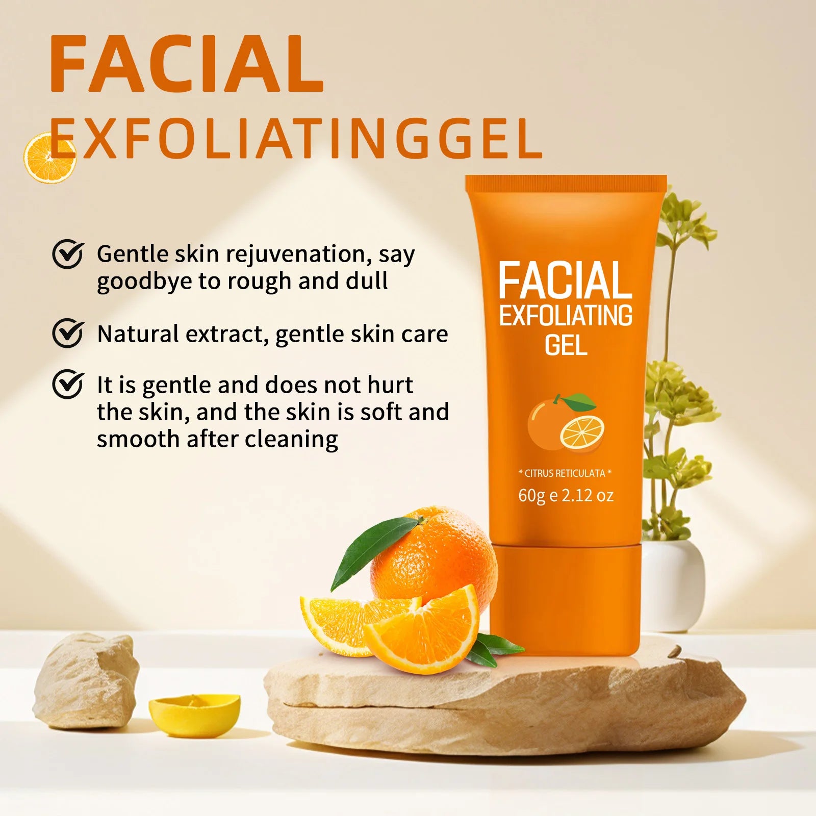 Orange Exfoliating Gel 60g - Natural Gentle Face Scrub Scrubs Treatments Tidesmit