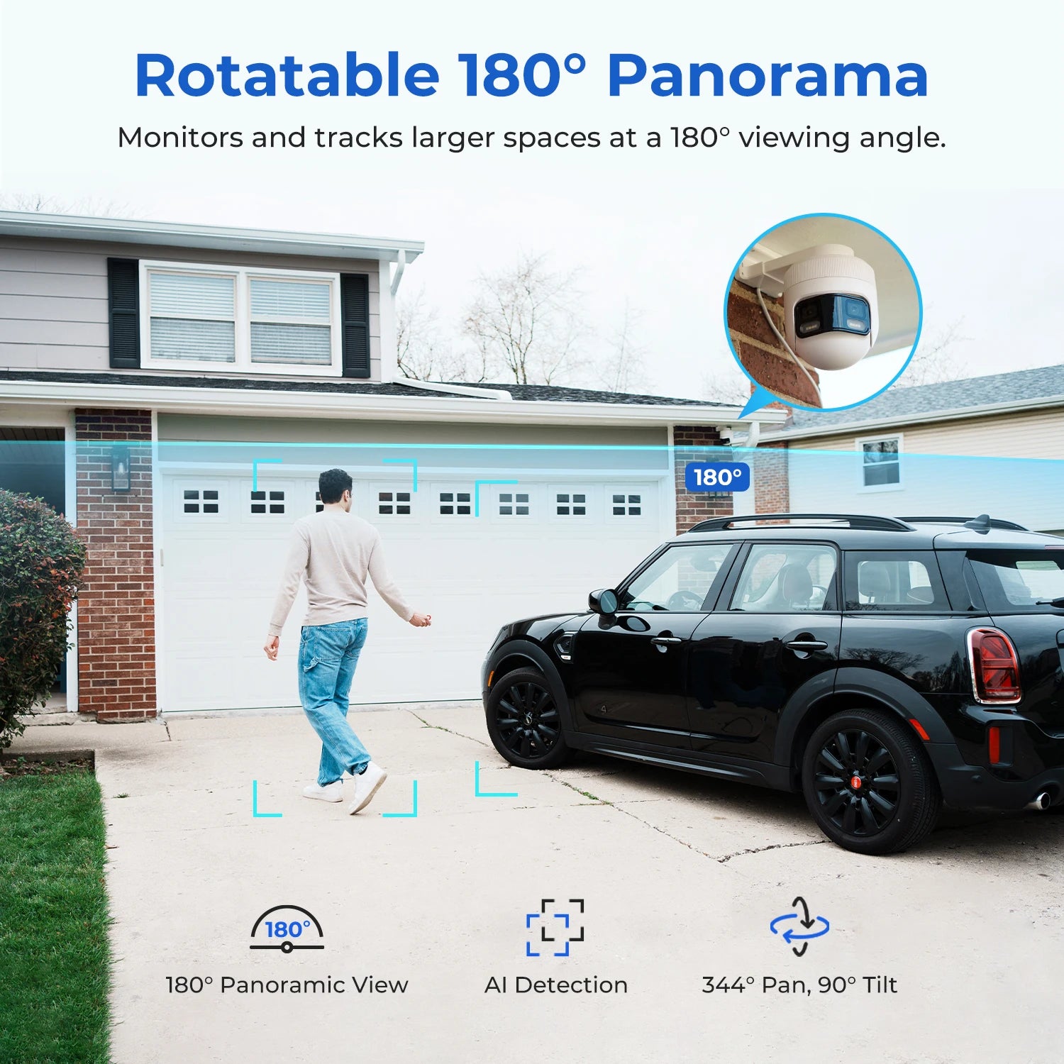 IMILAB EC6 Panorama WiFi Security Camera 6MP 180° Panorama AI Human Detection PTZ Color Night Vision Compatible with Xiaomi Home