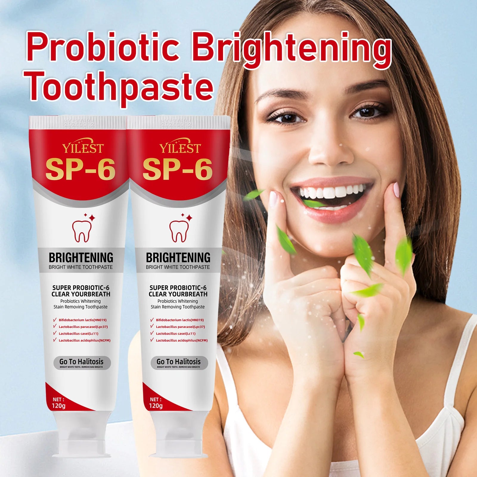 Tidesmit SP-6 Probiotic Whitening Toothpaste for plaque removal and gum care in 120g tube
