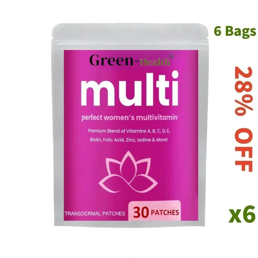 30 Count Multivitamin Transdermal Patches for Women with Vitamins a B C D E & Biotin - Supports Bone Brain Heart Immune & Energy