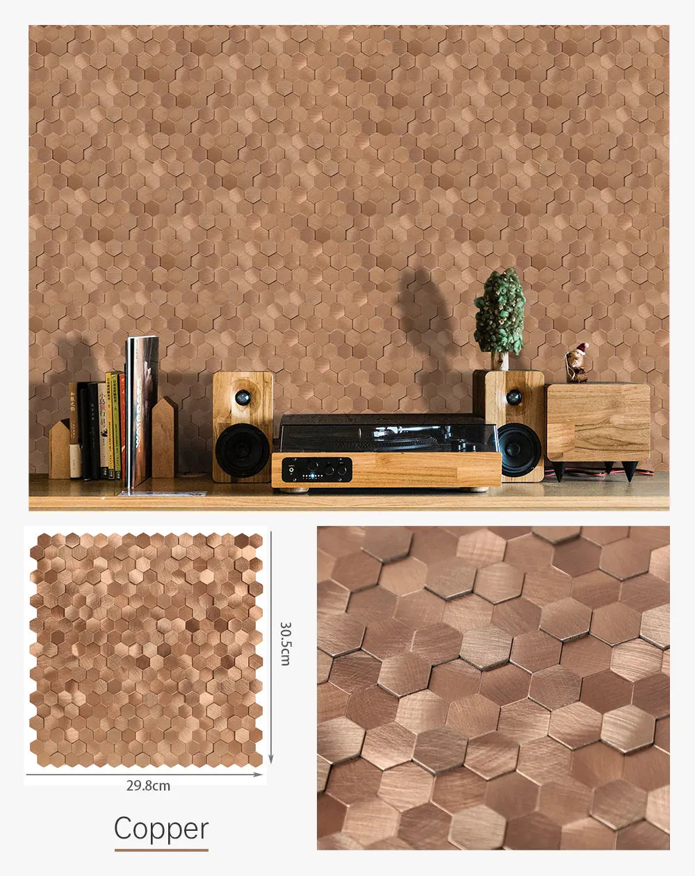 Peel and Stick Backsplash Hexagon Tile, Self Adhesive Wall Tiles 3D Metal Stick on Tiles for Kitchen