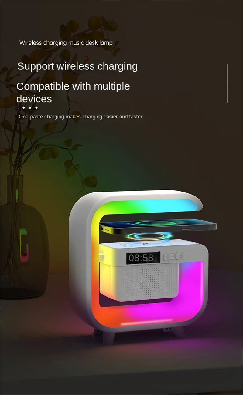 Wireless Charger Station with RGB Light and Portable Bluetooth Speaker Tidesmit