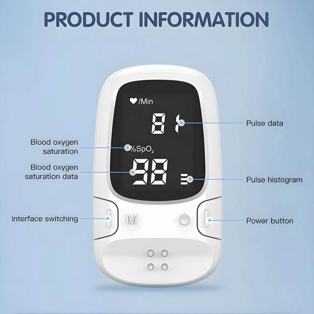 Pulse Oximeter Portable Strap Lanyard Blood Oxygen Saturation Monitor Digital LED Display Child Fingertip Oximetry use battery