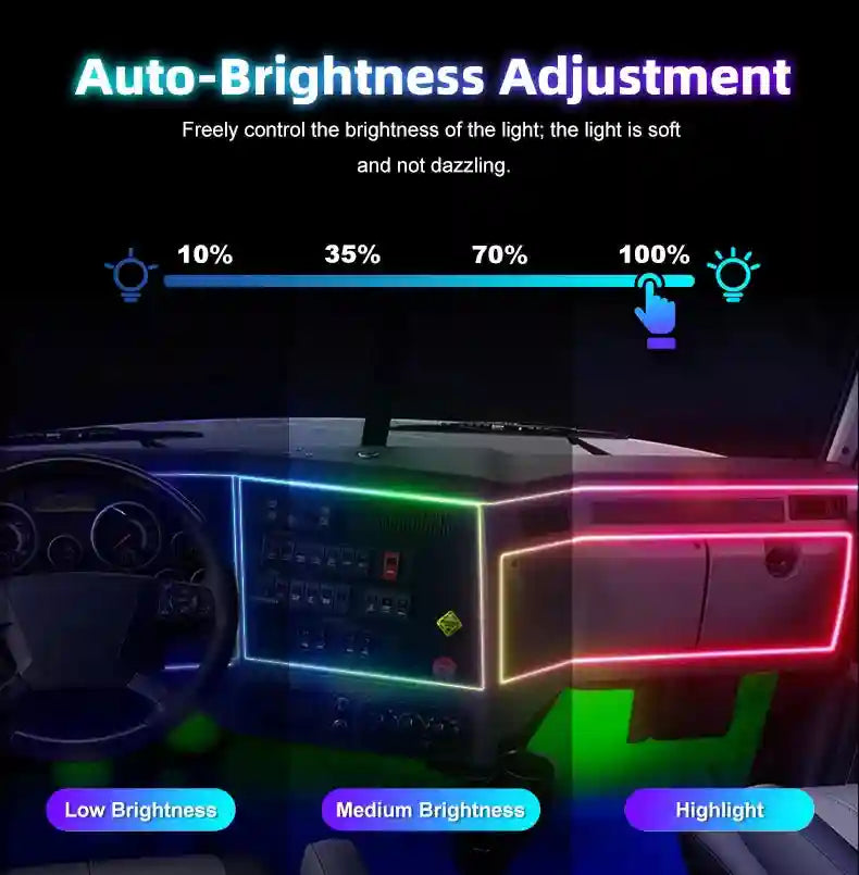LED Car Ambient Lights: 10-in-1 RGB Bluetooth App-Controlled Interior Kit Tidesmit