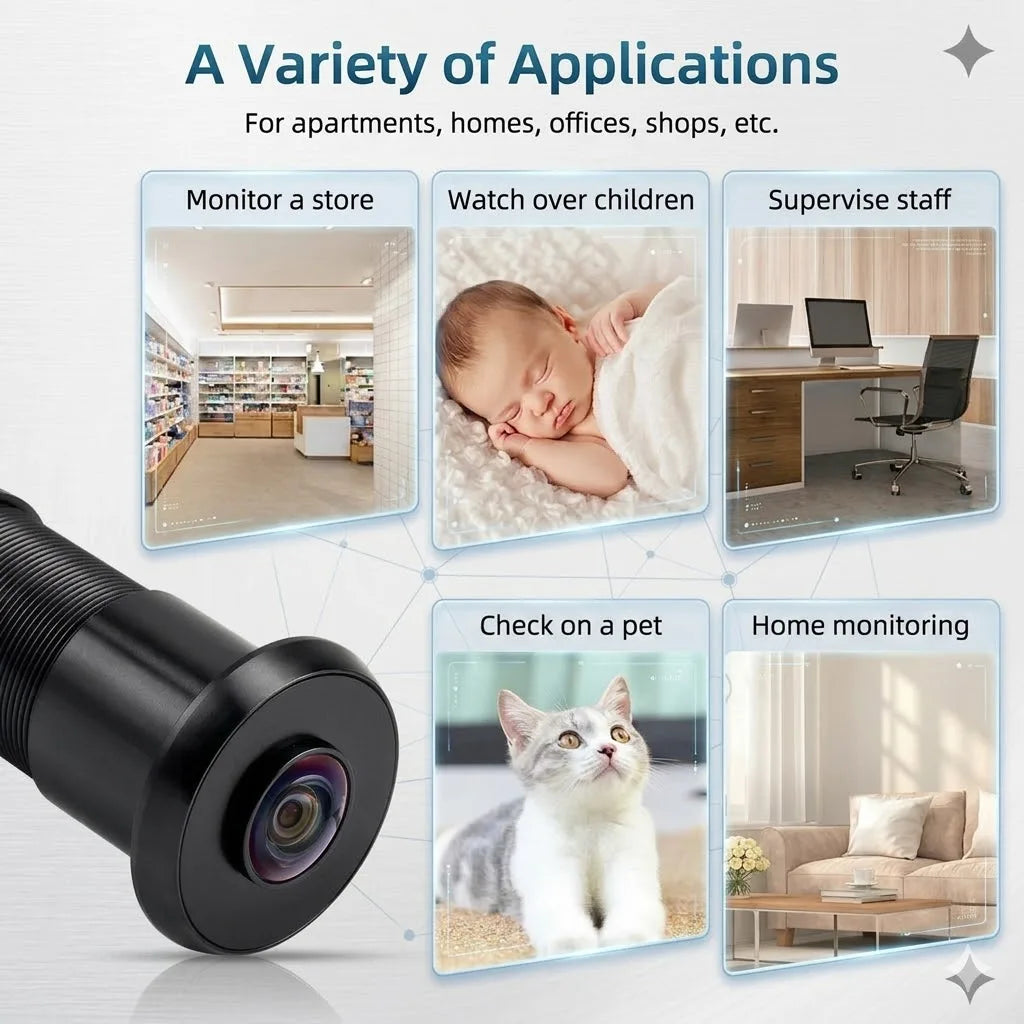 IR Night Vision 3MP 2K HD 180° Video Doorbell Peephole Camera Two-Way Audio Motion Detect, Tuya App, Dual WiFi, EU/US/UK/AU Plug