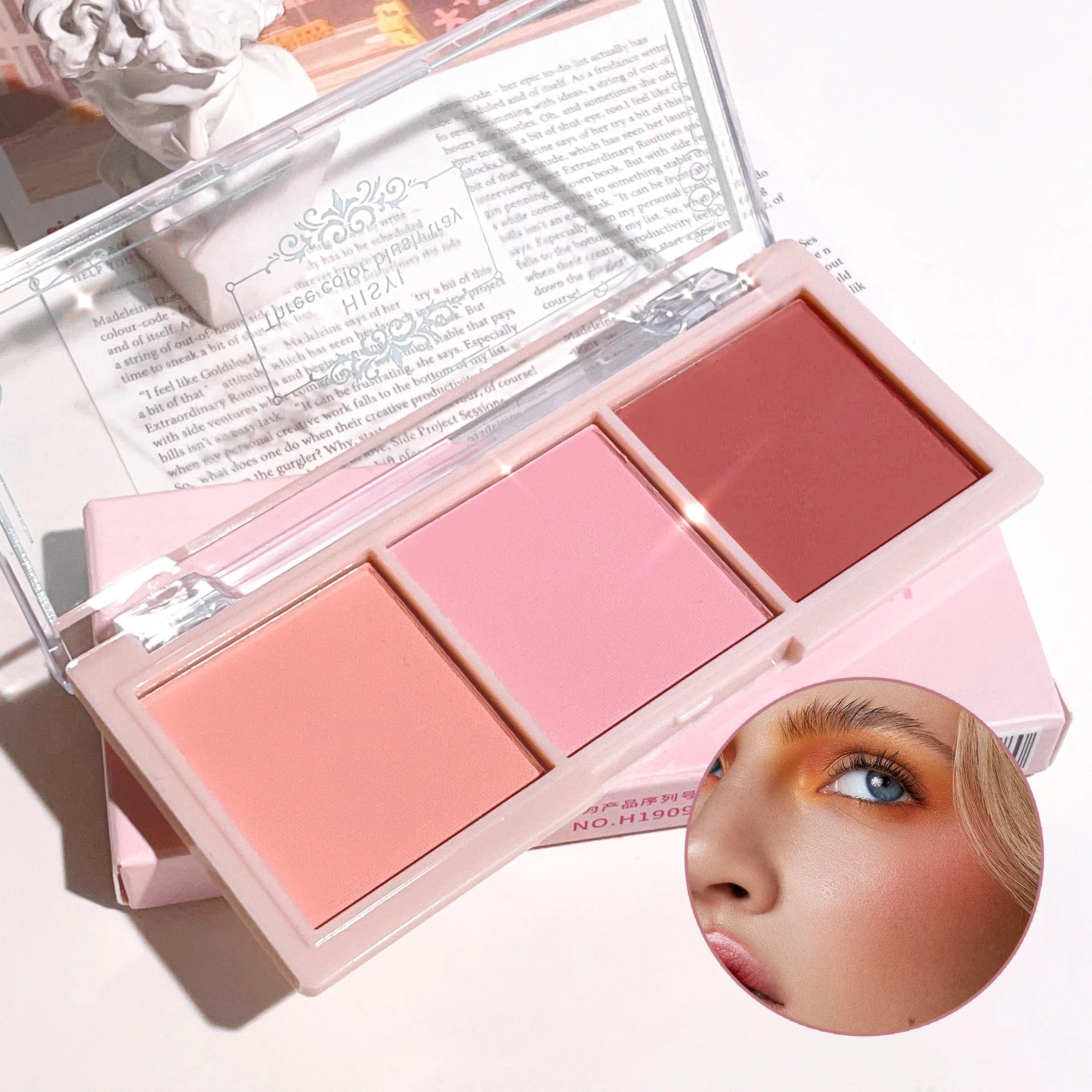 Tidesmit 3-Color Cheek Red Plate for natural nude matte milk tea orange eyeshadow and long-lasting face makeup swatch