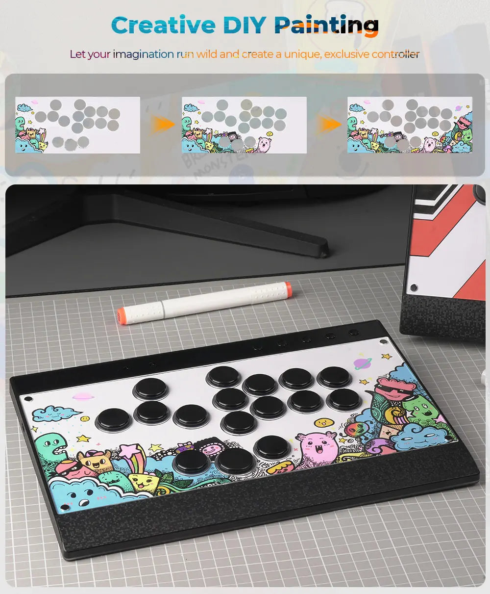 Haute42 C16 Magnetic Leverless Hitbox Controller Stickless Arcade Controller Keyboard For PC/ PS5/PS4 Hitbox Fighting Stick