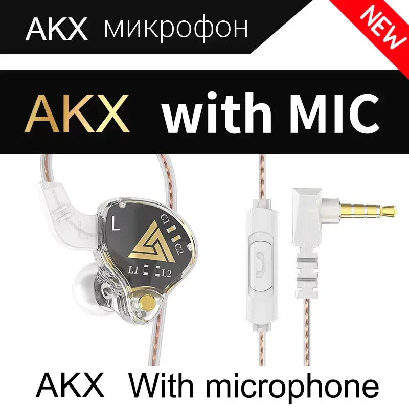 Wired In-Ear Monitors HiFi Stereo Earphones with Mic by Tidesmit AKX Black Tidesmit