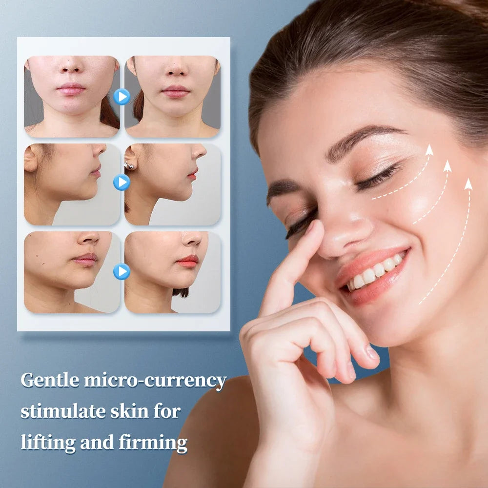 Electric EMS facial lifting and anti-wrinkle massager for skin tightening, contouring, and dark circle reduction.