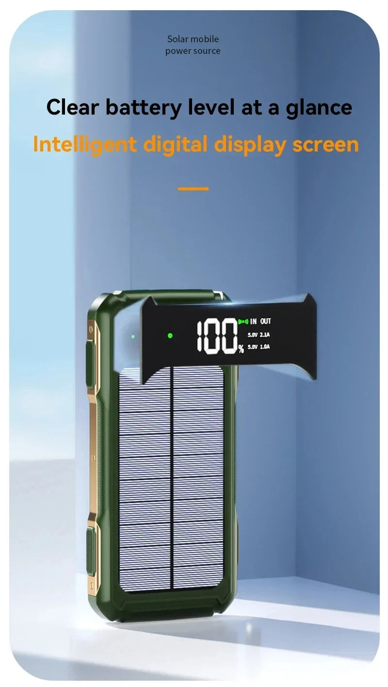 Solar Power Bank 200000mAh with Built-in Cables | Tidesmit Tidesmit