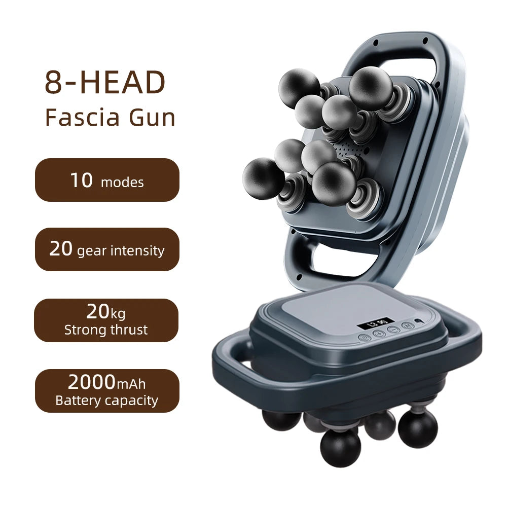 Deep Tissue Massage Gun with 99 Speed Settings and Heat Therapy Back Massage Instrument 8 head 2 Tidesmit
