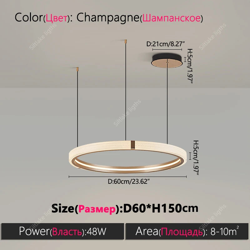 Modern Round LED Ring Light – Adjustable Minimalist Pendant 40-80cm Type A 60cm Tidesmit