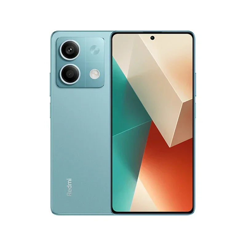 Redmi Note 13 5G blue smartphone, 6.67-inch display, 64MP dual-camera system, front and back view, used mobile device.