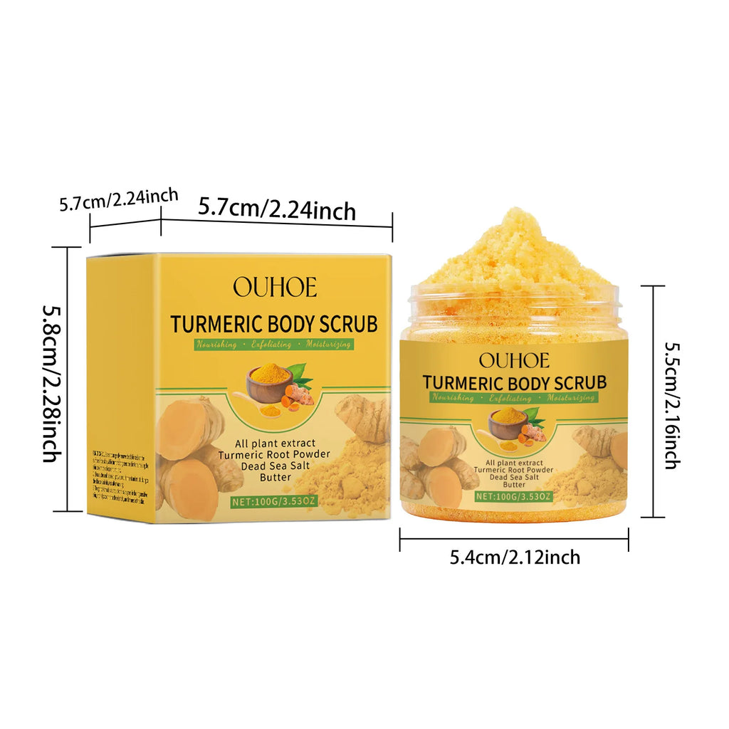 Turmeric Body Scrub for Women Men Lightening Exfoliate Remove Dead Skin Pore Cleansing Dark Inner Moisturising Smooth Skin Care