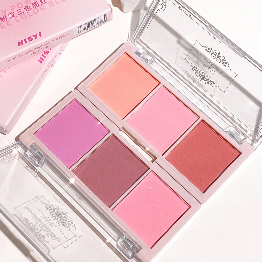 Tidesmit HISYI three-color matte blush palette featuring natural pigment and delicate non-flying powder texture