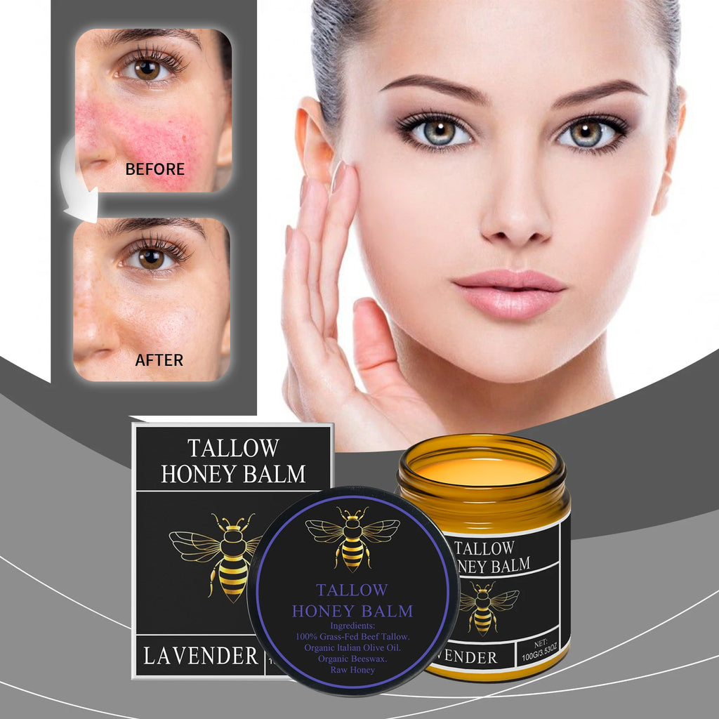 Beef Tallow Honey Cream Moisturizing Firming Soft Smoothing Skin Soothing Reduce Redness Hydrating Nourishing Tallow Honey Balm
