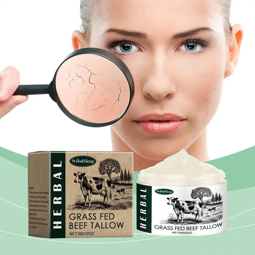 Beef Tallow, Beef Tallow for Skin, Tallow Face Moisturizer, 100% Unscented Organic Grass Fed Finished Whipped Tallow Face Cream