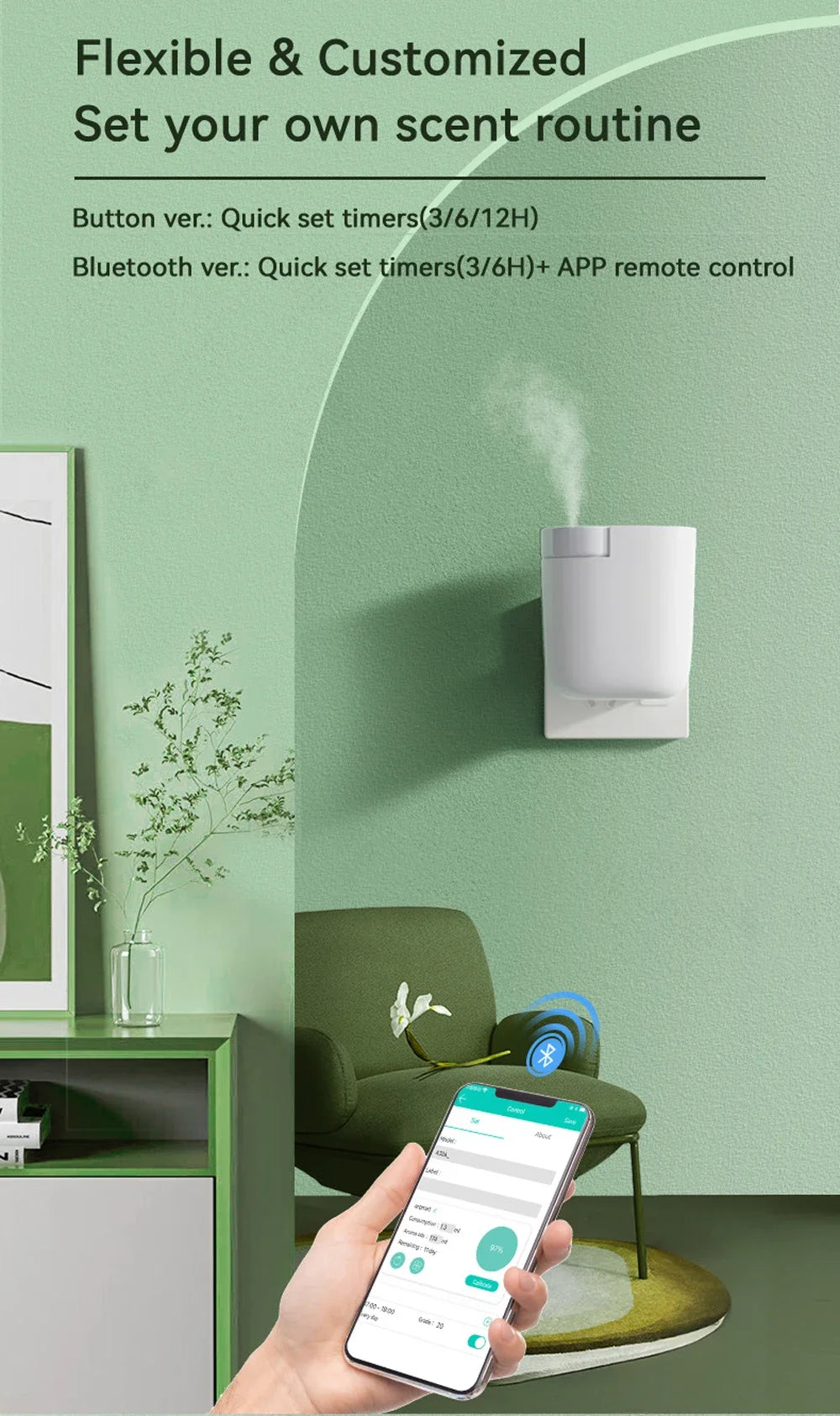 Smart Bluetooth Wall Plug in Waterless Essential Oil Aroma Diffuser Air Freshener Bluetooth Aromatherapy Nebulizer Diffuser