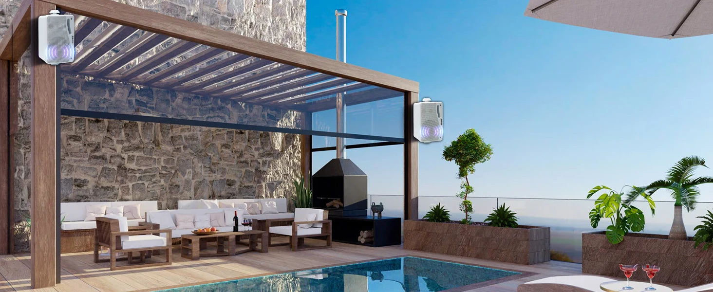 Herdio 3.5inch Outdoor Speaker 200W Waterproof Wall Mount Speakers HiFi Passive Wired 3 Way Premium Mountable Speake Black