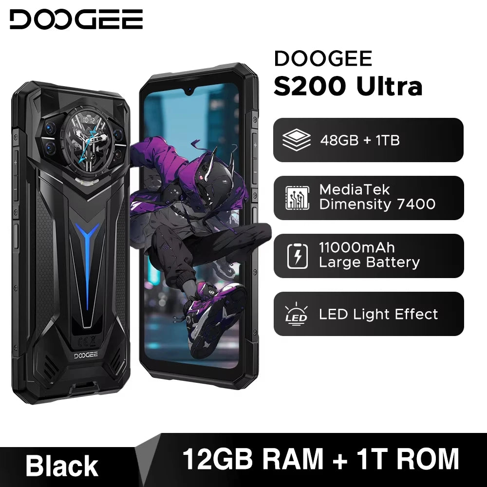 DOOGEE S200 5G Rugged Smartphone with Dual AMOLED Display & 1TB Storage AE 12GB 1TGB BLACK UNITED KINGDOM Global Version