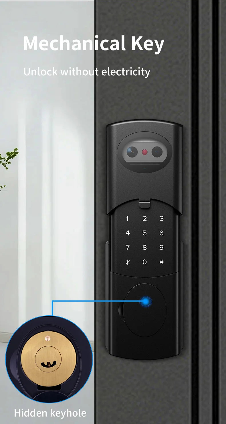 Tuya Smart Outdoor Waterproof Door Lock with Face Recognition Video Intercom RFID Card Password Electronic Lock for Iron Door